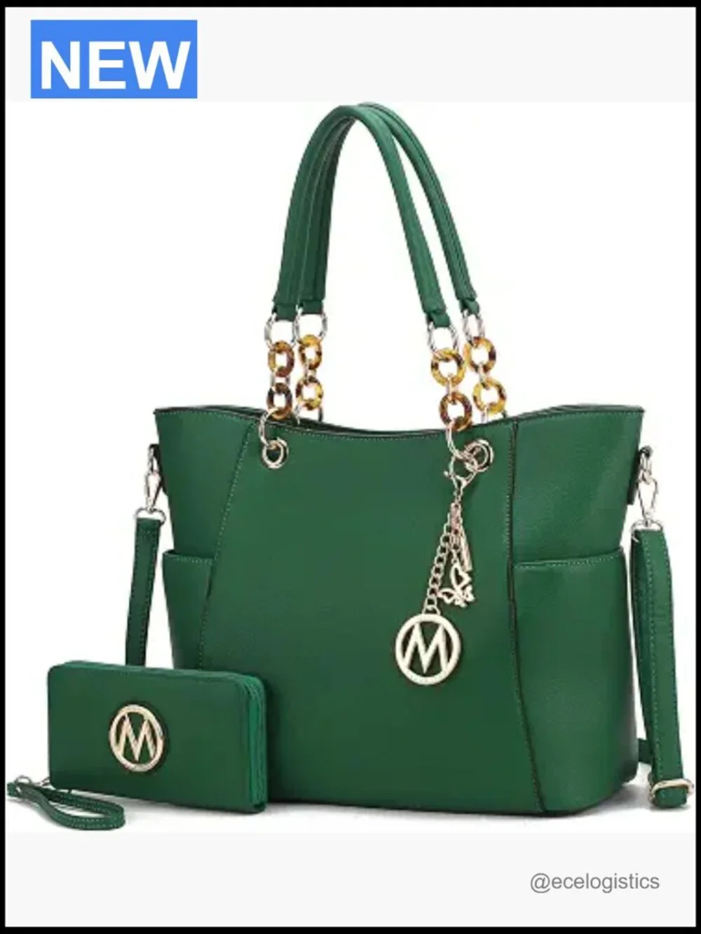Tote Bag and Wallet Set - Vegan Leather Purse Handbag Set